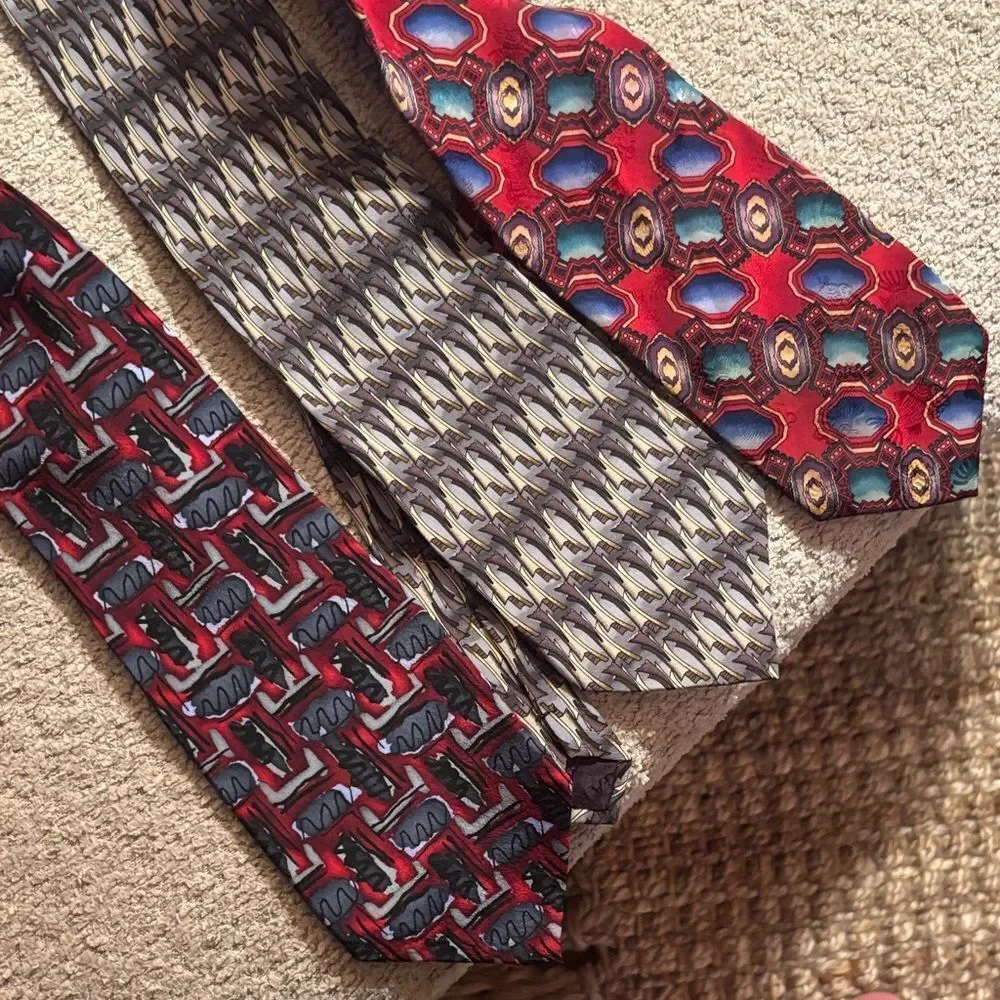 J. Garcia Vibrant Tie Collection in Red, Black, and Gray